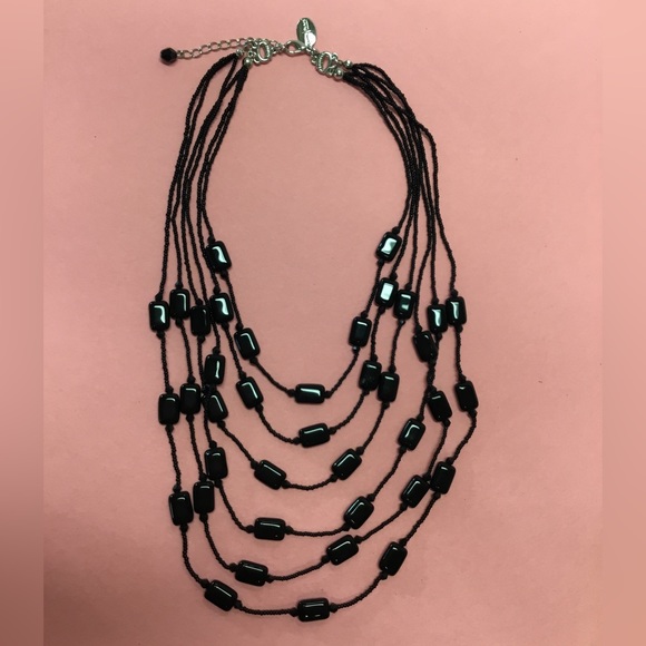 White House Black Market Accessories - New White House/Black Market 6 Layer Black Necklace.